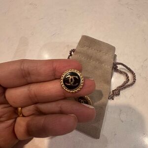 Elegant Gold and Black Earrings. Made from up cycled Chanel Buttons.